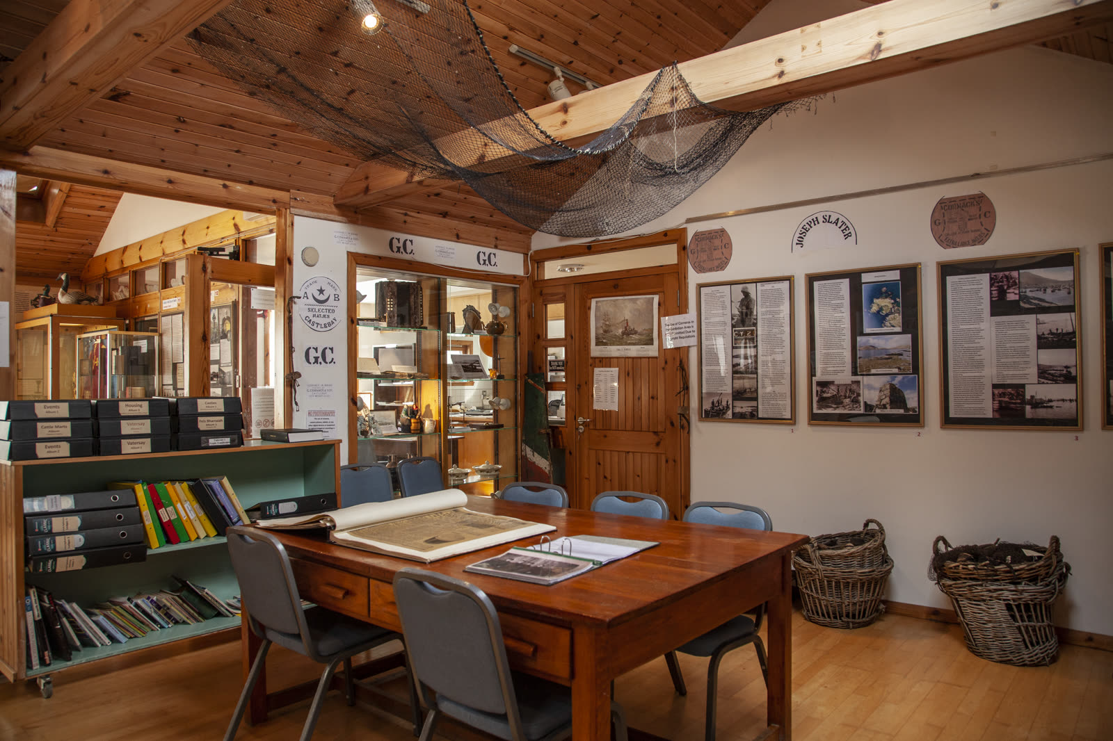 The research room, with the archive boxes and the big table