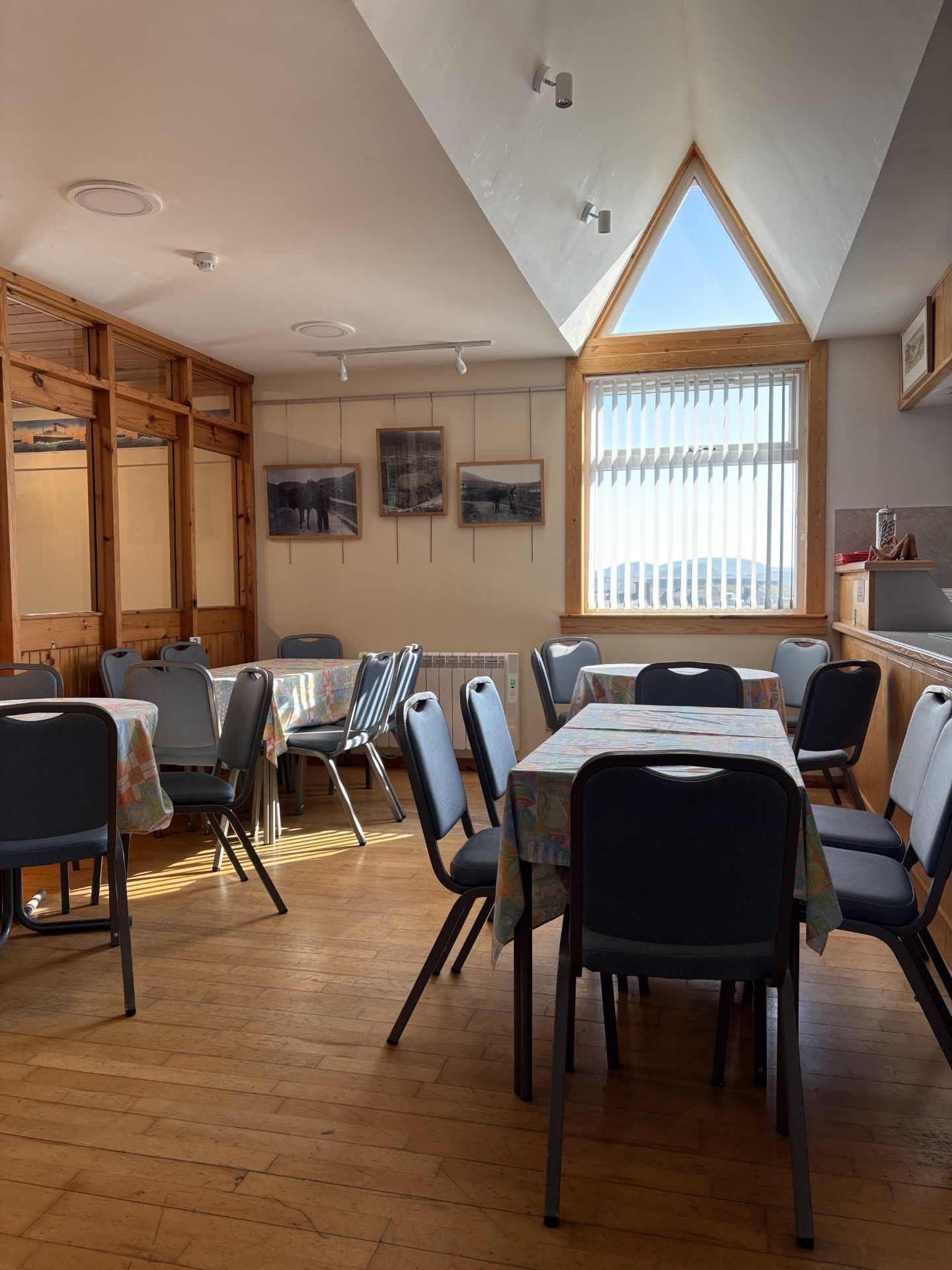 The tearoom, with tables and chairs laid out